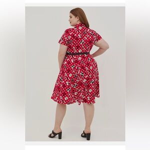NWT Torrid Retro Chic Red Fit-and-Flare Pinup Style Dress with Belt